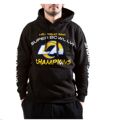 NIKE Los Angeles Rams Super Bowl LVI Hoodie Sweater Black Men's Size X-LARGE Cover
