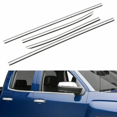 Fit 2014-2018 Chevy Silverado + GMC Sierra 1500 Double Cab Stainless Window Sill - Image 1 of 3