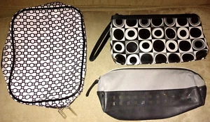 MODELLA BLACK & WHITE ZIPPER MAKEUP BAG 2 OTHER BLK WHT SILVER POUCHES ESTATE - Picture 1 of 4