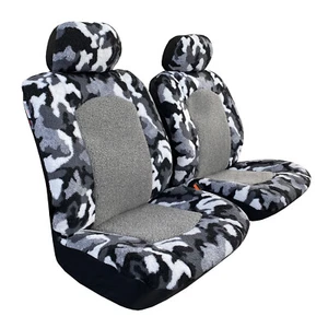 For Hyundai Santa Fe Seat Covers DM Grey Camo Faux Sheepskin Interior Protector - Picture 1 of 1