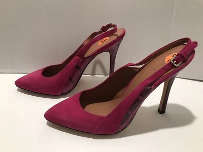 Sigerson Morrison Monte 2 Pumps Snakeskin Suede Raspberry Pink 9.5 B $300 - Image 1 of 4