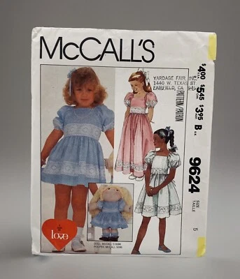 McCall's 9624 Girls It Must Be Love Easter, Communion & Doll Dress Pattern Uncut - Image 1 of 4