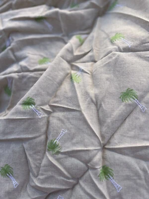 Tela por yarda - 3+ bronceado con palmeras bordadas Foto 1 de 2