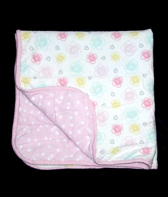 Manta bebé Gerber orgánica flores corazón rosa lunares algodón tejido Lovey Foto 1 de 2
