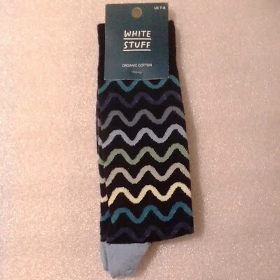 White Stuff Organic Cotton Squiggle Wave Ankle Socks Size 7-9 (40-42) - Image 1 of 4