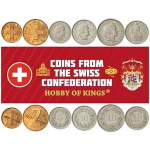 Swiss 6 Coin Set 1 2 5 10 20 Rappen 1/2 Franc | Switzerland | 1968 - 1980 - Picture 1 of 10