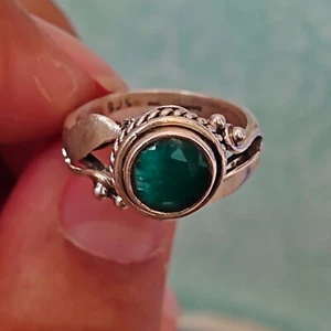 Emerald Ring Statement Ring 925 Sterling Silver Ring Women Ring Emerald Jewelry - Picture 1 of 4