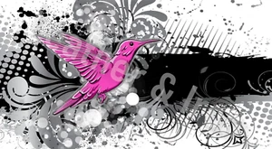 New Hummingbird Pink and Black Design Vinyl Checkbook Cover - Picture 1 of 2