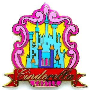 Alfiler comercial DISNEY - CASTILLO DE CENICIENTA - borde de cresta rosa - cinta roja - Imagen 1 de 2