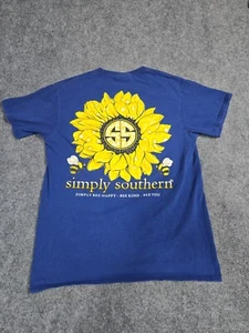 Simply Southern Bee Happy Bee Kind Medium Sunflower Bumblebee Tshirt Women's - Picture 1 of 9