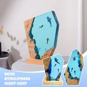 Diver Ocean Night Light, Whale Shark /Turtle Lamp Handmade Resin Night D0P1 - Picture 1 of 19