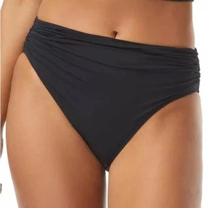 CARMEN MARC VALVO Classic Shirred Bikini Briefs Ruched Bikini Bottoms - Black - Picture 1 of 10