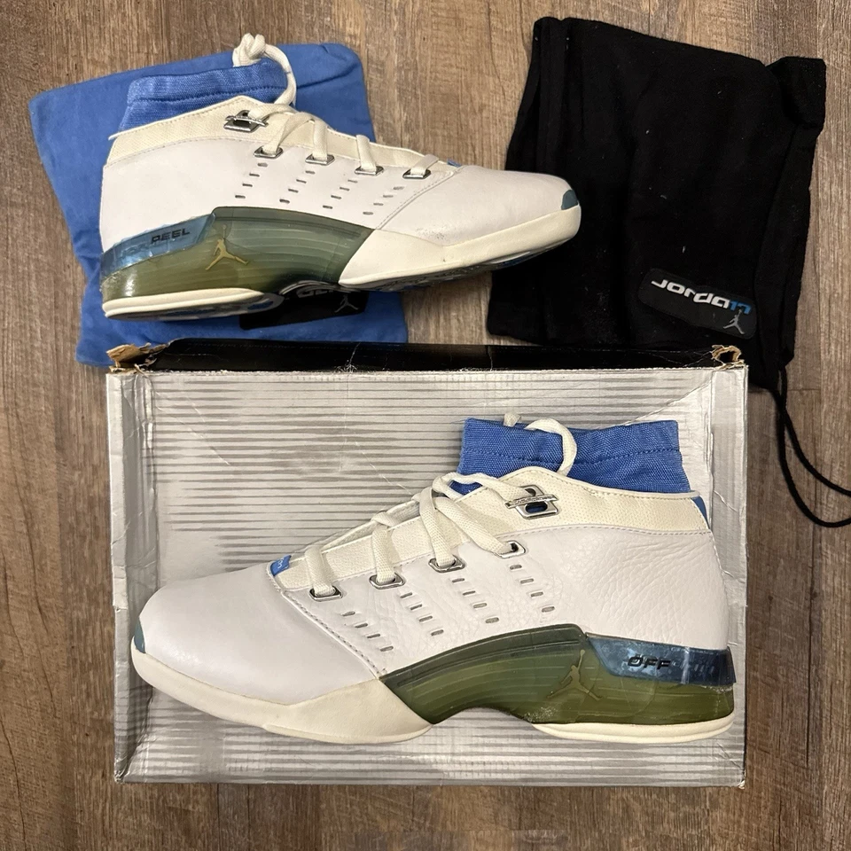 Zapatillas Air Jordan 17 OG Low UNC 2002 Blanco Azul Talla 10.5 con Caja 303891-141 Foto 1 de 4