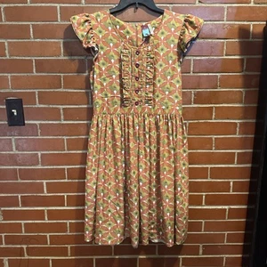 Matilda Jane Character Counts Orange Green Floral Print Dress Women's Size Large - Picture 1 of 10