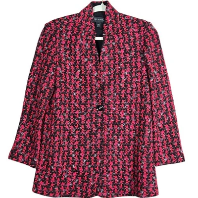 Chaqueta St John Mujer 2 Rojo Tweed Tejido Mezcla Lana Atemporal Negocios Un Botón Foto 1 de 4