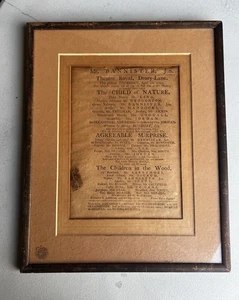 Theatre Royal, Drury Lane Londres jueves 16 de abril de 1795 Playbill, enmarcado - Imagen 1 de 7