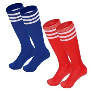 Kids Soccer Socks Striped Cotton Atheletic 6-9 Years Blue White & Red White - Picture 1 of 6