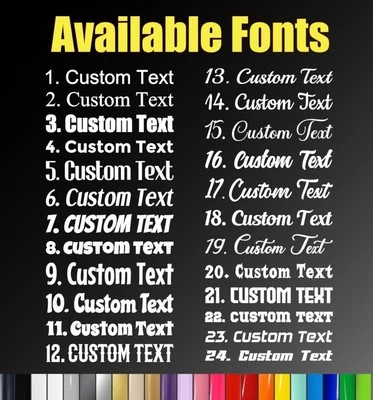 Custom Vinyl Name Sticker Decal – 12 Sizes, 23 Colours, Personalised Text - Image 1 of 3