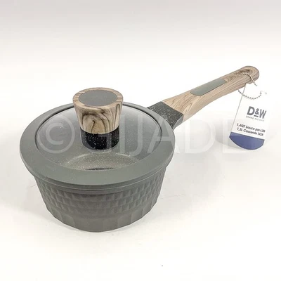 DEANE AND WHITE D&W Deane & White Saucepan Casserole 1.4-qt Pot 6” Inch NonStick Small Pot Gray