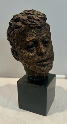 John F. Kennedy, 5.5" Bronze Patina On Resin JFK Bust Sculpture by Robert Berks - Image 1 of 4