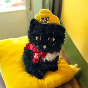 Vintage Black Cat Plush 1980s Tidy Cat Stuffed Animal 99% DUST FREE Animal Fair - Picture 1 of 13