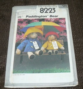 Vintage Simplicity Sewing Pattern #8223 Paddington Bear 13" 18" Uncut - Picture 1 of 3