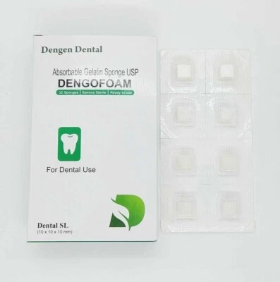 Dengen Dental Sterile Gelatine Hemostatic Sponge Gelfoam Cubes 32pcs