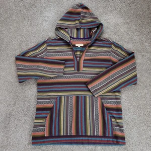 Territory Ahead Hoodie Mens Large Tall Multicolor Stripe Cotton Serape Pullover - Picture 1 of 12
