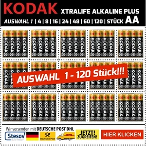 Kodak Xtralife Alkaline AA Mignon Batterien 4er Blister 1,5V LR06 AUSWAHL - Bild 1 von 2