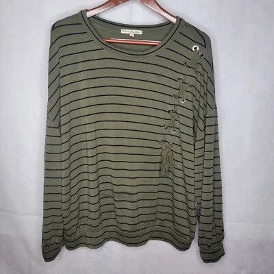 Sudadera Express One Eleven Verde Oliva Negra Rayas Con Cordones Relajada De Gran Tamaño Foto 1 de 4