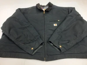 Vintage Carhartt J001 BLK 5XL Detroit Jacket USA Made Blanket-Lined Workwear - Picture 1 of 16