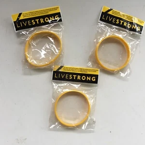 NEW - Nike LIVESTRONG Yellow Silicone Bracelet Wristband Lot Of 3 Sealed in Bags - Picture 1 of 2