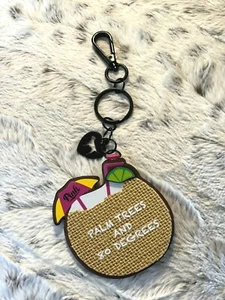 Victoria's Secret ♡ Palm Trees & 80 Degrees Coconut Vaca Keychain Clip Tag Charm - Picture 1 of 5