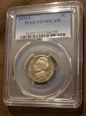 1976 S Jefferson Nickel PCGS PR70DCAM Cover