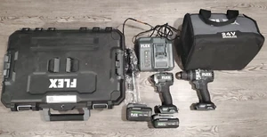 Flex 24V Cordless 1/2in Hammer Drill and 1/4" Impact Driver 2 Batteries+FS1103 - Picture 1 of 7
