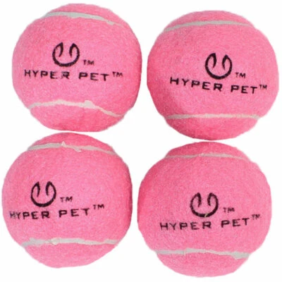 Hyper Pet Dog Throw n Launch and Fetch Tennis Balls Set of 4 Pink 2.5 inch New - Image 1 of 4