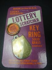 Lucky Scratch Lottery Scratcher Brass Key Ring Lotto Scratcher Vintage 1985 NOS