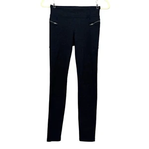 Athleta Girl Herringbone Black Blue Zipper Pockets Leggings Girls Large / 12 - Picture 1 of 11