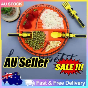 Kids Dish Shovel Fork Spoon Set Bulldozer Excavator Shovel Eating Tableware FV - Picture 1 of 18