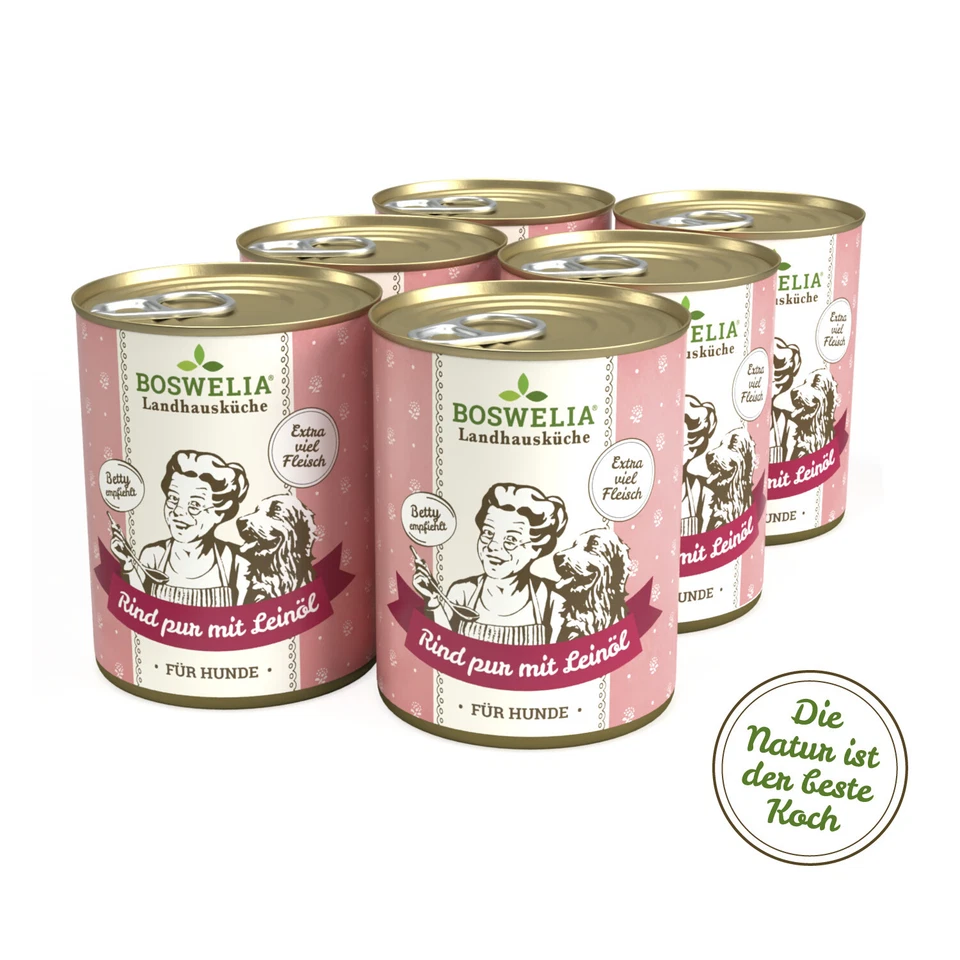 Betty`s Landhausküche Hund Rind pur mit Leinöl 6x 400g Ds. (8,13€/1kg) - Bild 1 von 1