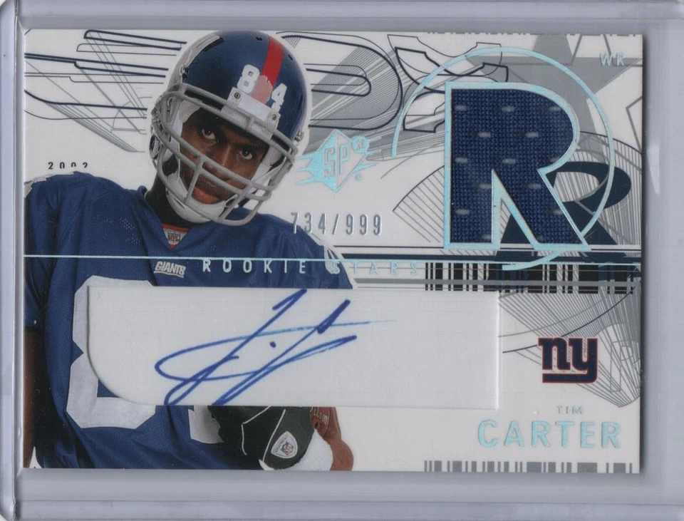 2002 SPx Rookie Jersey Autograph #170 Tim Carter RC 734/999 - Image 1 of 1