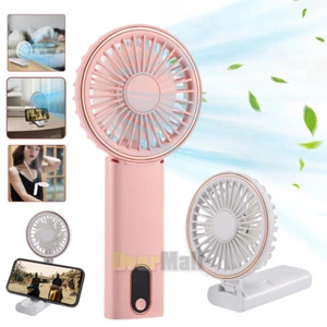 Portable Mini Hand-held Small Folding Desk Fan Cooler Cooling USB Rechargeable - Picture 1 of 91