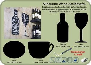 Pizarra de tiza, pizarra, pizarra de pared, botella, óvalo, taza, vidrio, placa de precio, placa de oferta - Imagen 1 de 5
