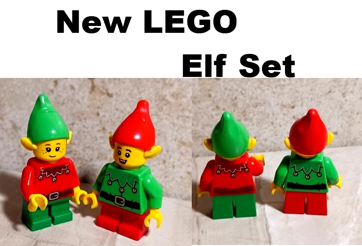 New LEGO Elf set Elves Short Cone Ear Hat Red & Green Christmas Holiday Minifig - Image 1 of 1