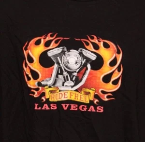 MOTORCYCLE ENGINE FLAMES RIDE FREE LAS VEGAS BLACK T SHIRT TEE ADULT MEN SZ XXXL - Picture 1 of 12