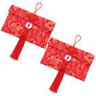  2 Pcs Red Envelope Asian Chinese Brocade Envelopes Bronzing