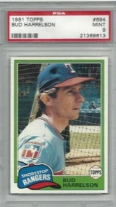 1981 Topps baseball card #694 Bud Harrelson, Texas Rangers graded PSA 9 - Picture 1 of 1