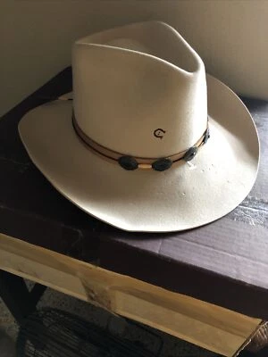 Sombrero Western Charlie 1 Caballo Lana XXX De Colección Nuevas Etiquetas Cuero Pluma Cuentas Nuevo de Lote Antiguo Foto 1 de 4