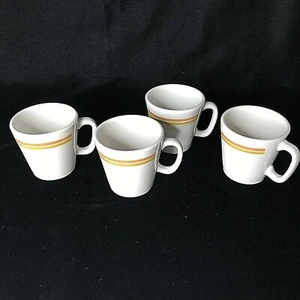 4 Shenango China Diner Mugs Espresso Stripe Orange Gold Restaurant Ware 5 OZ VTG - Picture 1 of 8