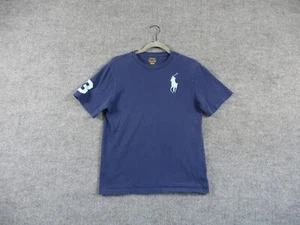 Polo Ralph Lauren Shirt Boys Large 14 Blue Big Pony Crew Tee Preppy Embroidered - Picture 1 of 11